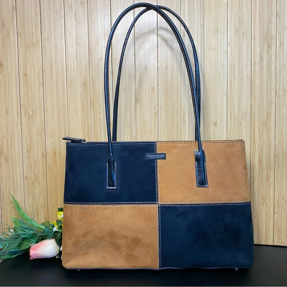 Vintage Kate Spade Black/Brown Suede Shoulder Handbag Purse